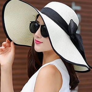 Beloved Millinery Black White Sophisticated Wide Brim Straw Hat Spring Summer